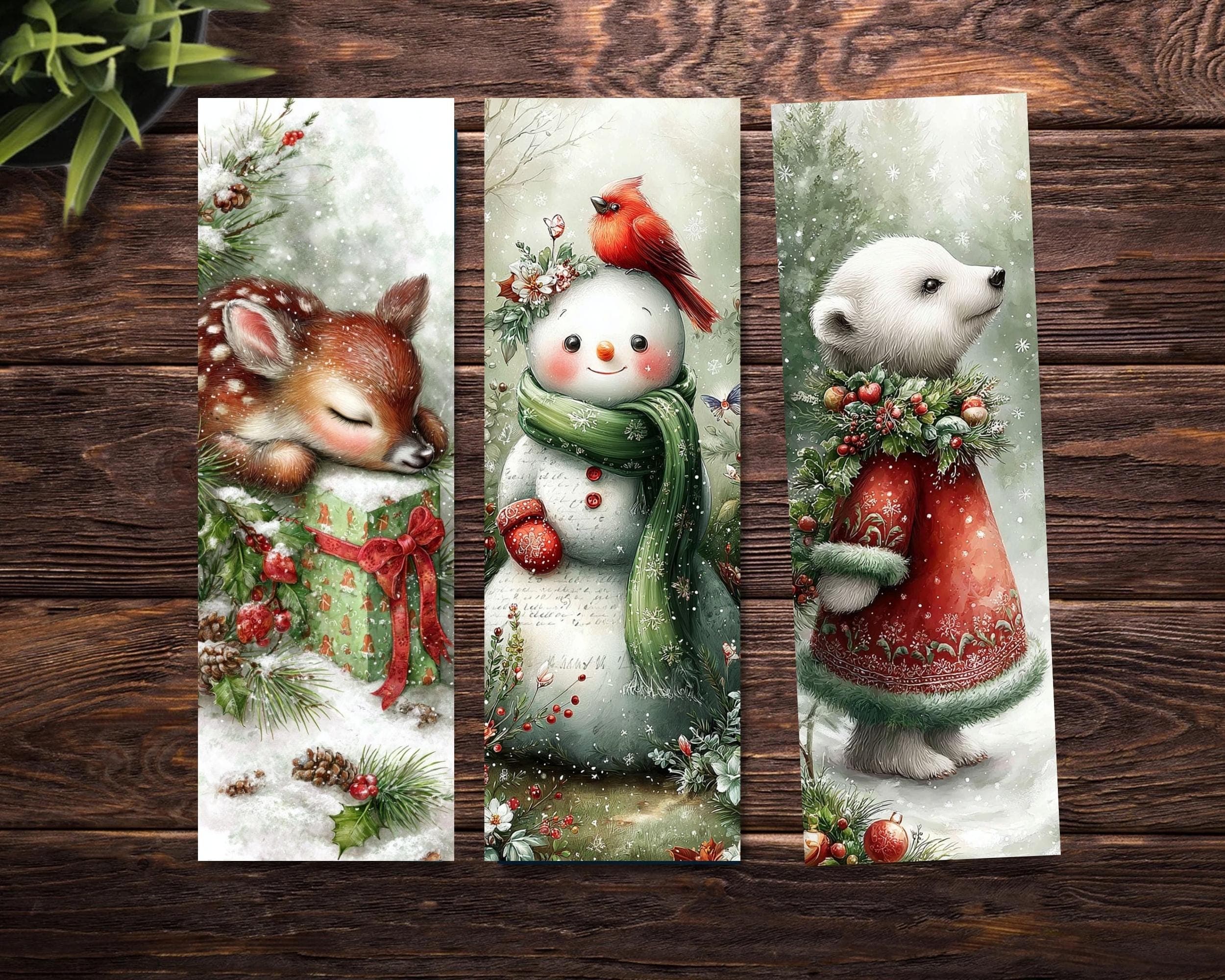 12 Christmas Watercolor Bookmark Printable Set – Cozy Holiday Bookmarks