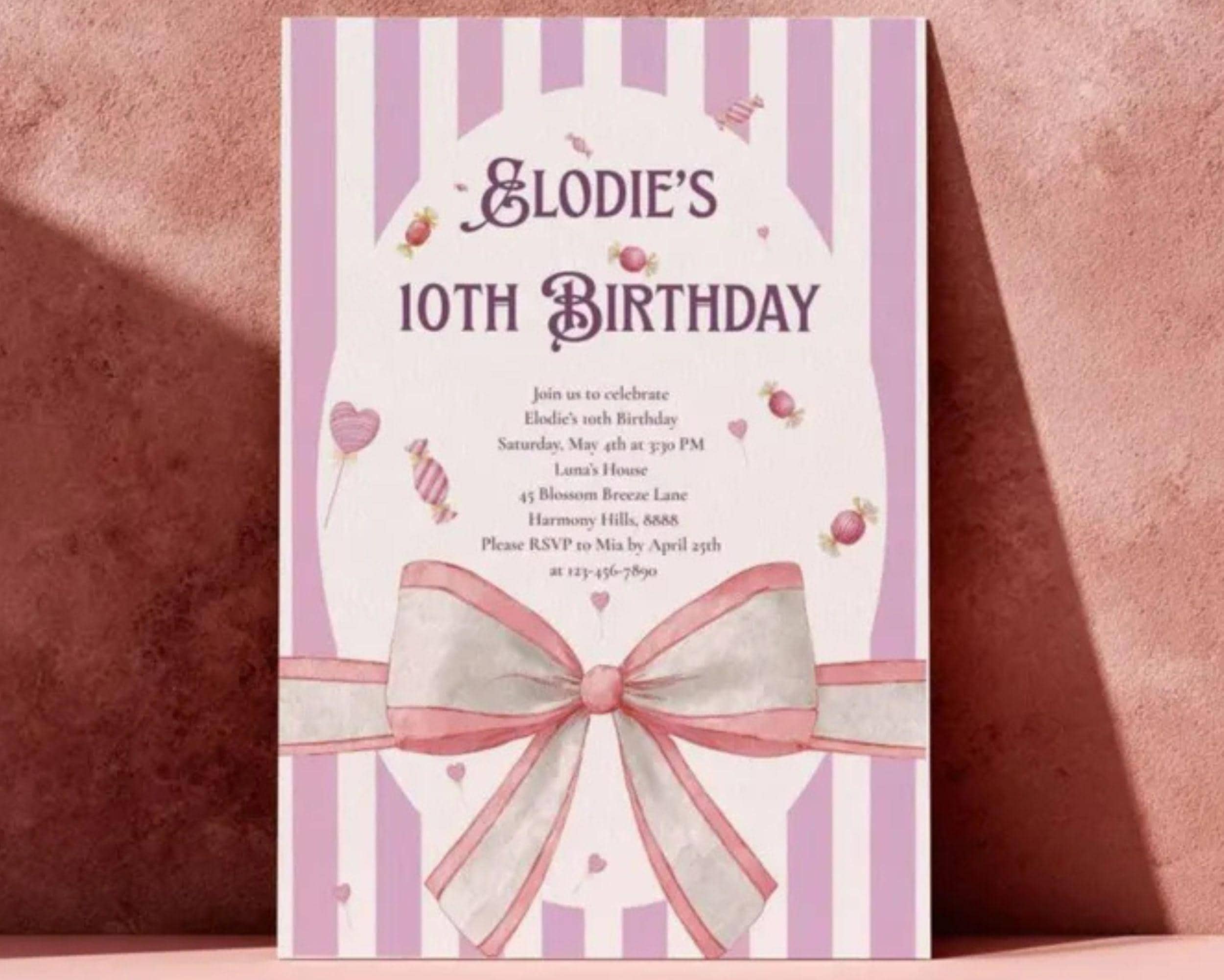 Pastel Candyland Birthday Invitation Girl: Pink Fairytale Party (5x7 Printable Canva Template)
