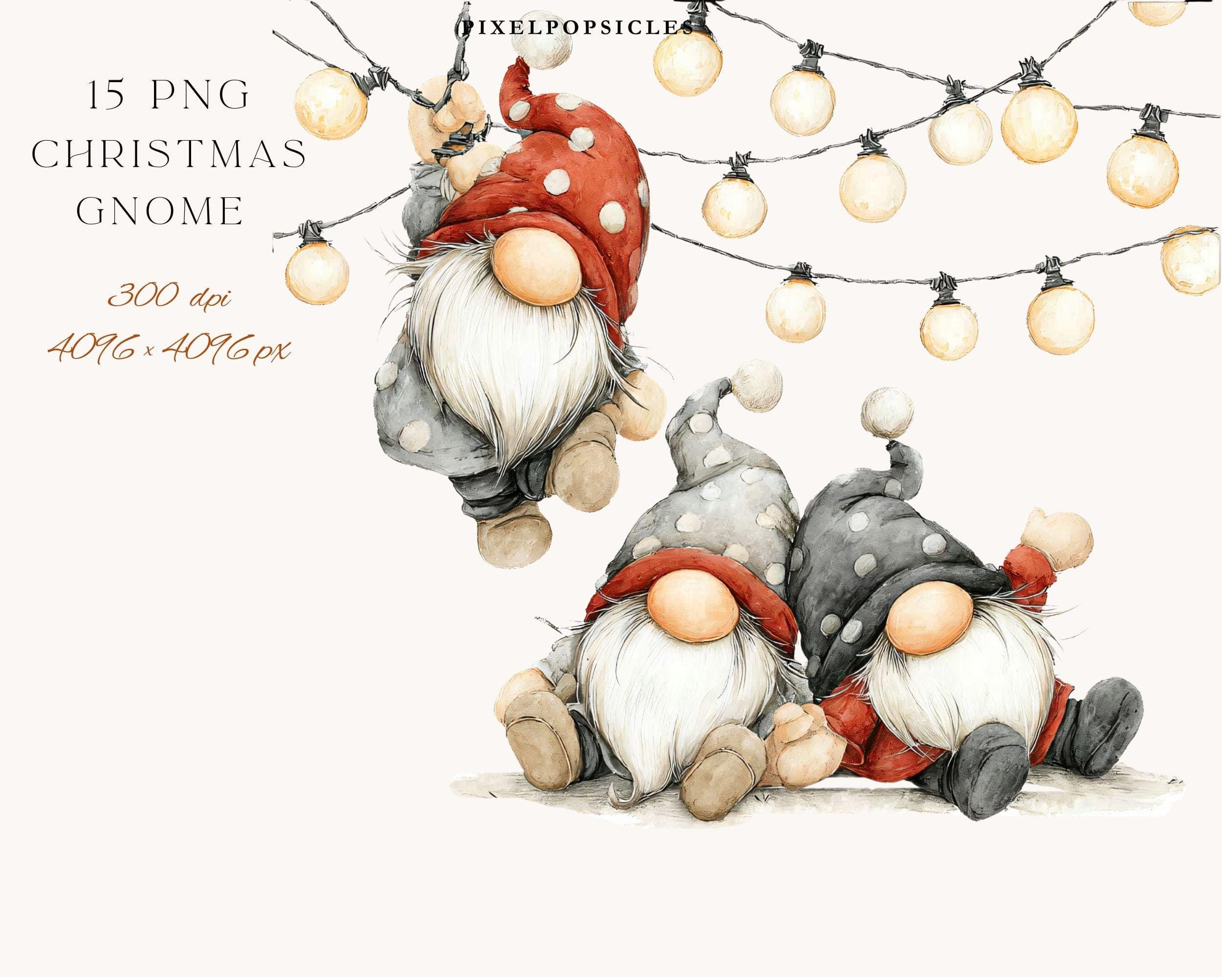 Little Christmas Gnomes Clipart: Festive Winter PNG Files