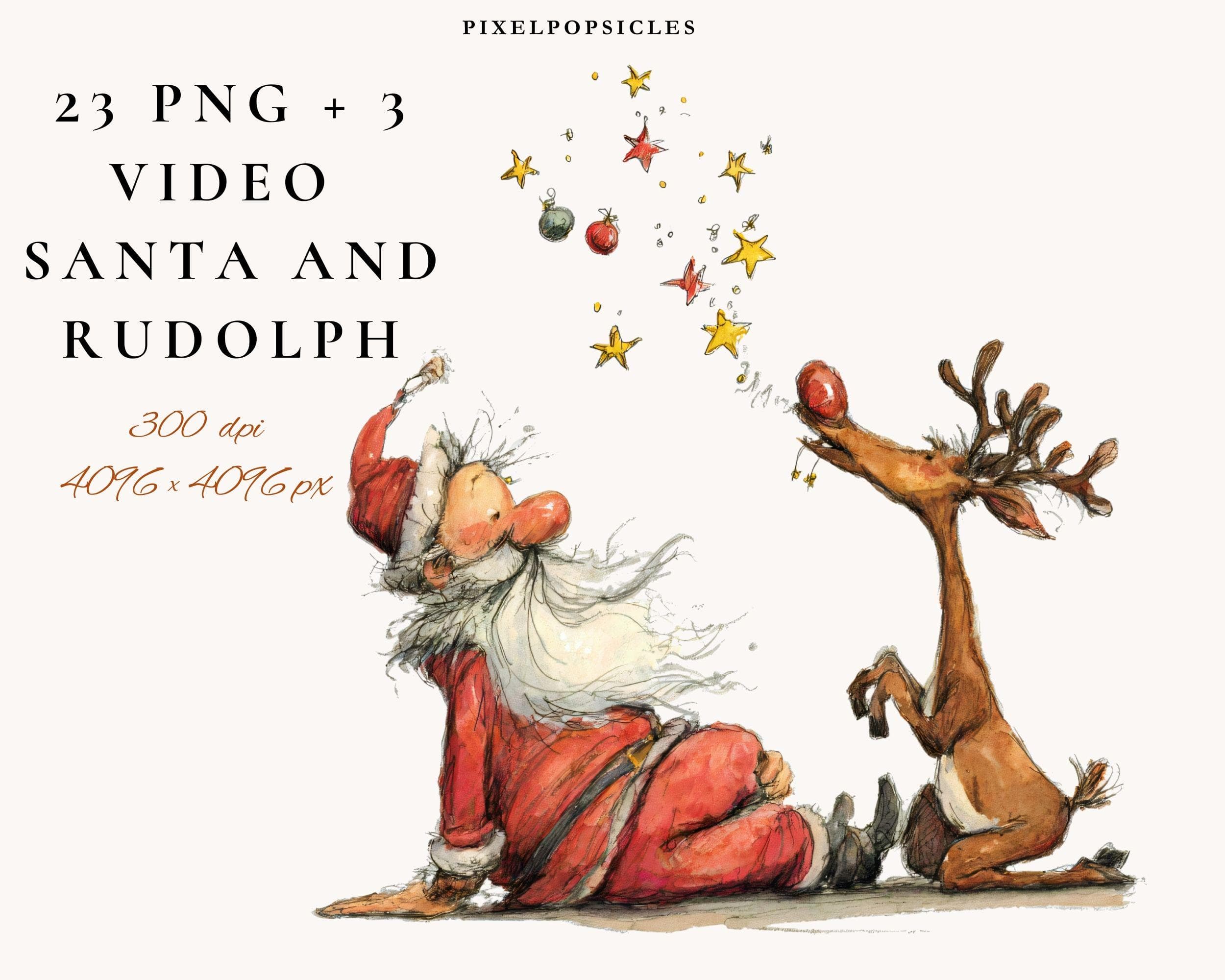 Santa & Reindeer Clipart Set: Festive Holiday Graphics