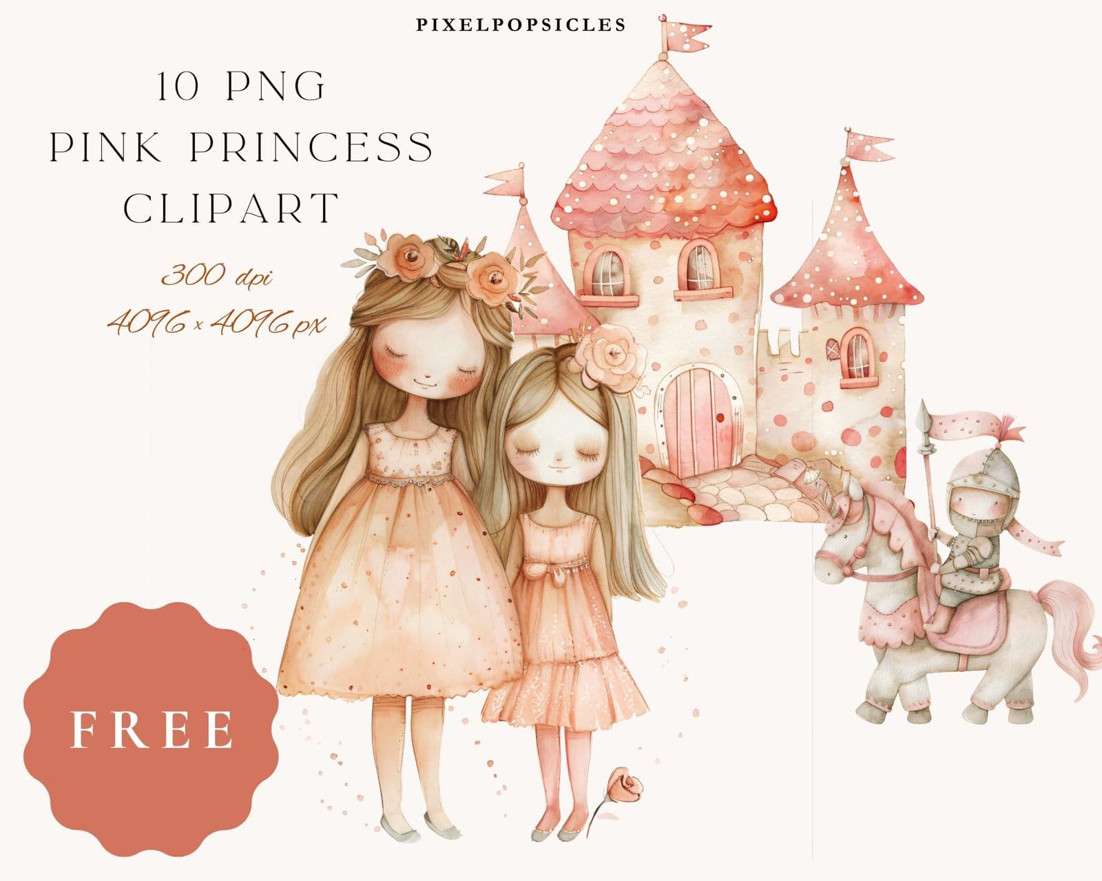 Cute Fairytale Girl Illustration, Princess PNG for Birthday Invitations