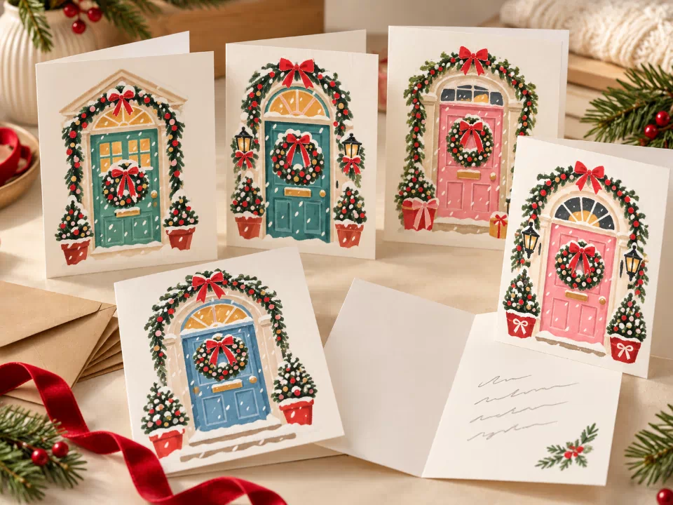 Create a set of Christmas greeting cards