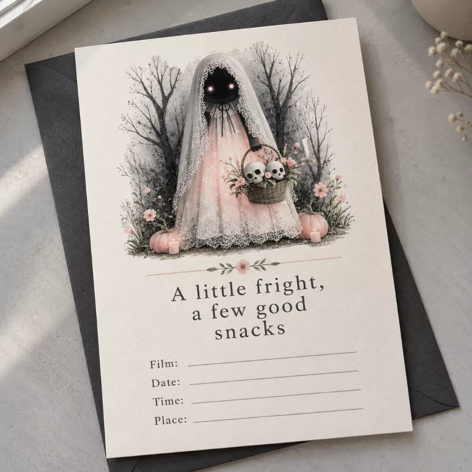 pastel ghost film invitation